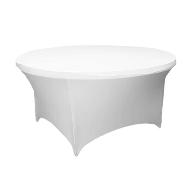 60 Inch White Spandex Tablecloth for Round Table